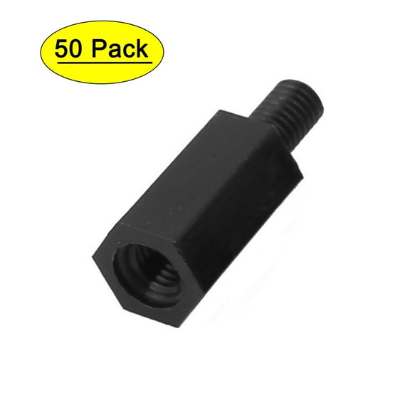 Unique Bargains M3x10mm 6mm Male to Female Nylon Spacer Hexagonal PCB Standoff Spacers 50Pcs