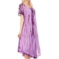 thumbnail image 3 of Sakkas Yasmin Tie Dye Embroidered Sheer Cap Sleeve Sundress | Cover Up - Purple - One Size Regular, 3 of 5