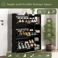 thumbnail image 3 of Modern Entryway Shoe Storage Cabinet Light Brown & Gold "35.4"x9.4"x46.3" Hidden Shoe Rack Organizer, 3 of 9