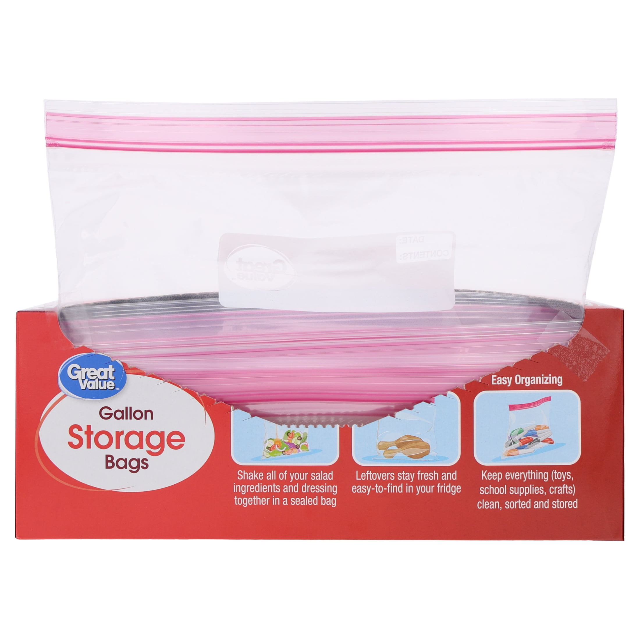 Great Value Gallon Storage Bags with Double Zipper, 120 Count