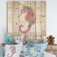 thumbnail image 2 of Designart 'Pink seahorses Ocean Life' Nautical & Coastal Print on Natural Pine Wood, 2 of 3