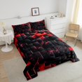 thumbnail image 4 of Erosebridal Red Buffalo Grid Comforter Sets Queen Size,Geometric Plaid Bedding Queen Comforter Set,Futuristic Cubes Decor,Reversible,3Pcs, 4 of 8