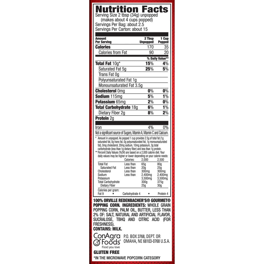 Orville Redenbacher Er Popcorn Nutritional Information Nutrition Ftempo