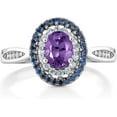 thumbnail image 2 of Divine_creation 14K White Gold Plated 925 Sterling Silver 2.00 Ct Oval Cut Purple Amethyst Engagement Wedding Double Halo Ring For Women's -6.5, 2 of 3