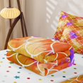thumbnail image 5 of Manfei Ink Mermaid Scale Zipper Twin Comforter Sets with Fitted Sheet and 2 Pillowcases, Dreamy Sealife Zipper Bedding Set, Orange Gold, Polkadot Reversible, 4 Pieces, 5 of 7