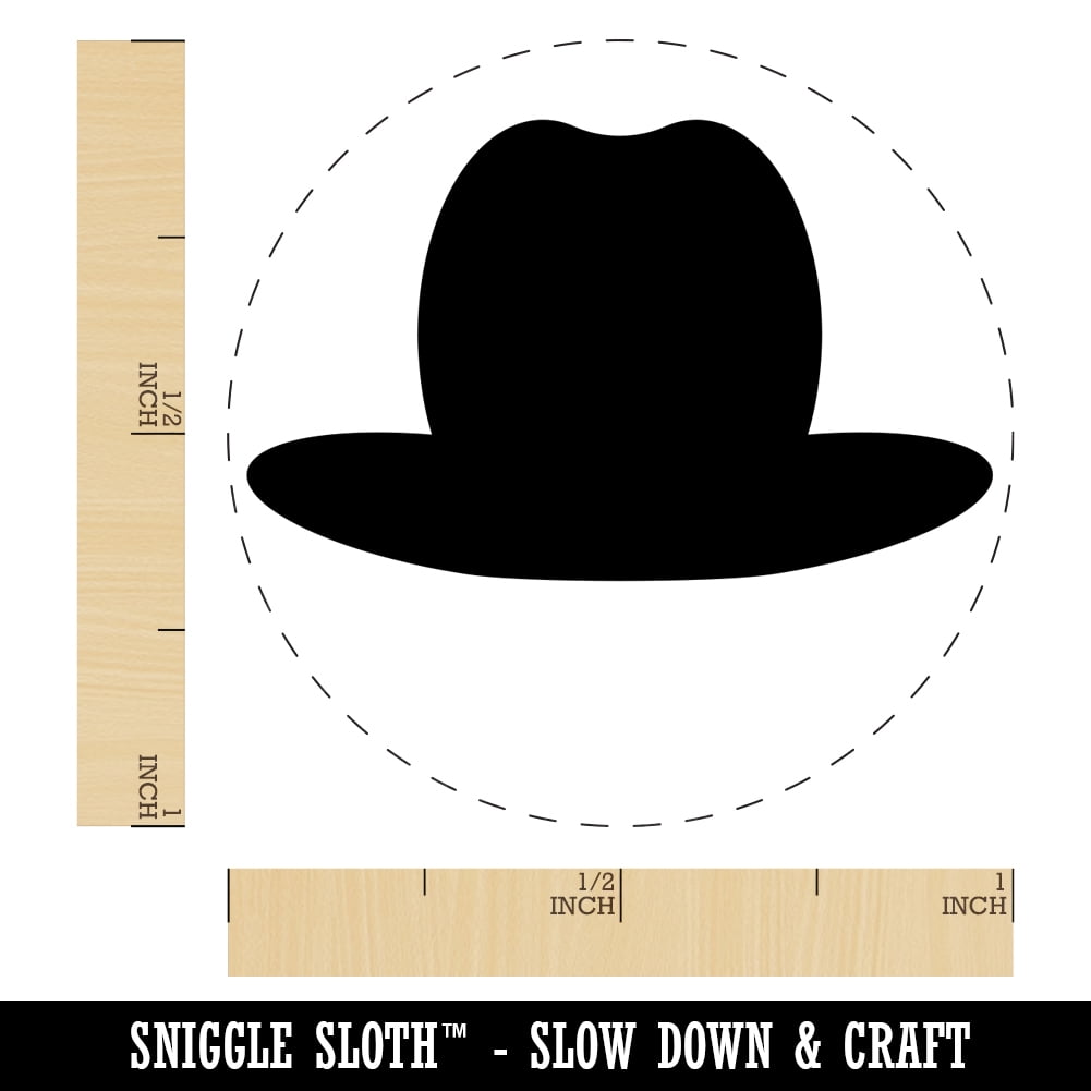 Cowboy Hat Solid Self-Inking Rubber Stamp Ink Stamper - Green Ink - Medium 1 Inch