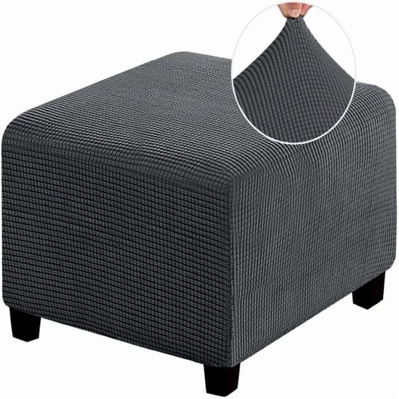 Square Jacquard Durable Customized Stretch Footrest Ottoman Cover Folding Storage Stool Furniture Protector Slipcover