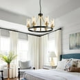 thumbnail image 3 of 6-Light Wagon Wheel Chandelier for Dining Room Living Room Pendant Lighting Home Decoratiom Suspension Design Lusters Luminaires, 3 of 8