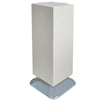 UPC: 0794504869132 | Azar Displays 701435-WHT White Four-Sided Pegboard Tower Floor Display on Revolving Base. Spinner Rack Stand. Panel Size: 14 W x 40 H