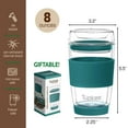 thumbnail image 5 of Tupkee Double Wall Glass Tumbler - 8-Ounce, All Glass Reusable Insulated Tea/Coffee Mug & Lid, Hand Blown Glass Travel Mug - Cyan, 5 of 7