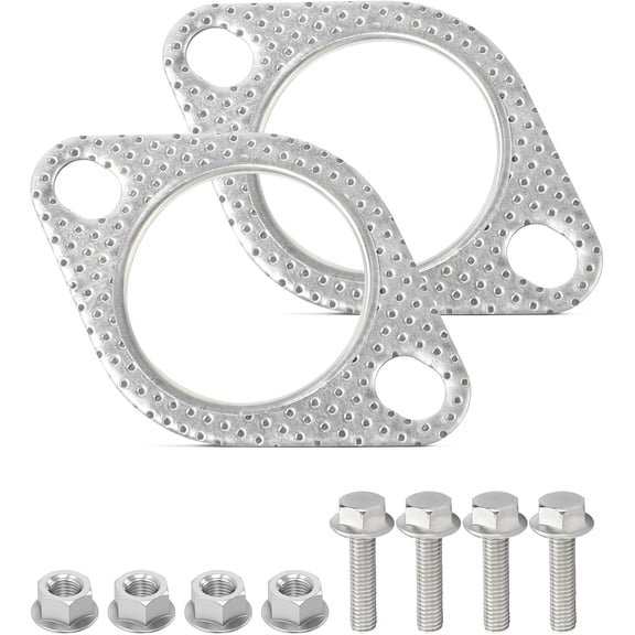 2PCS Exhaust Gasket,Car Accessories Exhaust Flange Gasket,Muffler Gasket,Catalytic Converter Gasket,Exhaust Flange Repair Kit with Bolt & Nut,Fit for Car,Truck,Replace #120-06310-0002 (2inch)