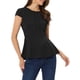 thumbnail image 1 of INSPIRAR CHIC Blusas de Peplum para Mujeres con Mangas Cortas y Cuello Redondo Color Sólido 2XL Negro, 1 of 6