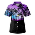 thumbnail image 6 of DENGDENG Hawaiian Shirts For Men And Women Short Sleeve Tropical Print T-Shirts Summer Button Down Collar Tops Loose Fit Beach Graphic Tee Casual Trendy Blouse 2024 Purple XXL, 6 of 6