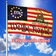 thumbnail image 1 of Bandera "Don't Tread On Me" de 1776, 3 x 5 pies, 3 capas, doble cara, "We The People", Gadsden, retro, Betsy Ross, banderas estadounidenses para exteriores, casa, pancarta patriótica, decoración., 1 of 6