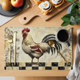 thumbnail image 2 of Vintage Rooster Placemats Set of 6 Retro Plaid Animals Watercolor Place Mats Indoor Wipeable Table Mats Washable Cloth Dining Table Placemats for Kitchen Holiday Party Home Decor 13x19 Inch, 2 of 9