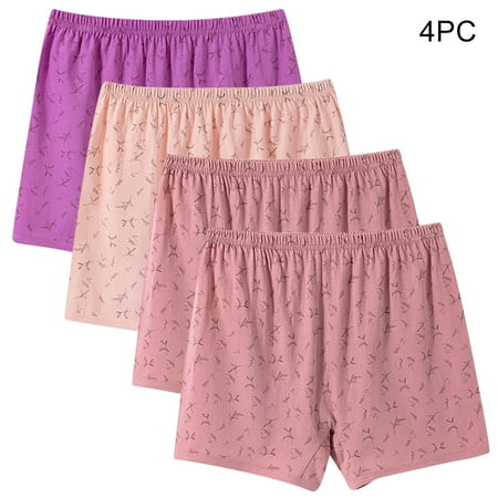 Cotton Four Cornered Underpants For Middle-Aged Women Comfortable Solid Color Plus Size Hight Waiste Abdominal Panties 4 PackMulticolorXXXXXXL200/125