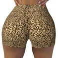 thumbnail image 2 of Haiem Leopard Print Brown No Front Seam Biker Shorts for Women Yoga Workout Gym Bike Shorts with Tummy Control Moisture-Wicking-Small, 2 of 9