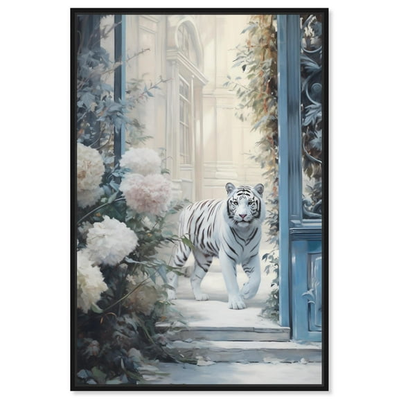 Elegant Tiger Storefront Canvas Fashion Designer Wall Art by Art Remedy, Black Frame, 10" x 15"