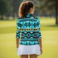 thumbnail image 5 of Uorisanigo Blue Tribal Womens Golf Shirt with Zipper Size L Versatile Fashionable 3/4 Roll Sleeve Quick Dry Athletic Polo Shirts Soft Comfortable Tennis Tops Relaxed Workout Tops, 5 of 7