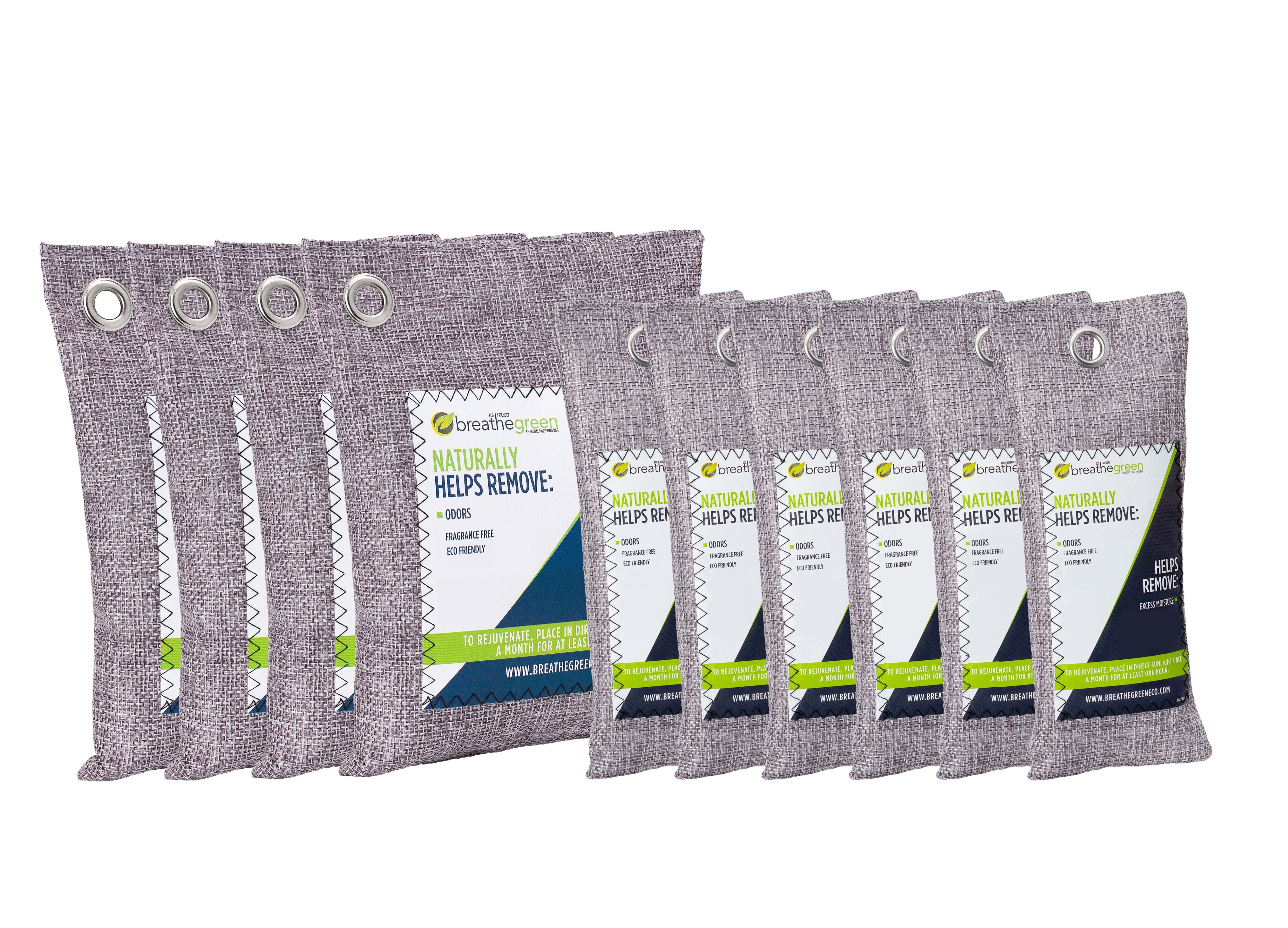 Breathe Green Charcoal Odor Eliminator Bags (10Pack) Activated