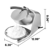 KFFKFF Electric Ice Crusher Machine, 286lbs/hr Shaved Ice Maker with 4 Blades, Stainless Steel Snow Cone Machine with Bowl and Cover, 300W 2000RPM for Home and Commercial Applications, Silver