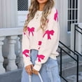 thumbnail image 5 of Rciityk Fall Sweaters for Women Casual Long Sleeve Crew Neck Loose Bow Tie Print Knit Pullover Top - Fall Savings Clearance, 5 of 8
