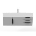 thumbnail image 2 of Nile 48" Gray Wood Floating Vanity with White Top and Black Trim, 2 of 8