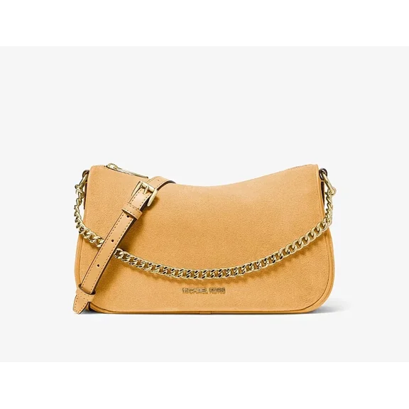 Michael Kors Carmela Medium Suede Convertible Crossbody Bag Honeywheat