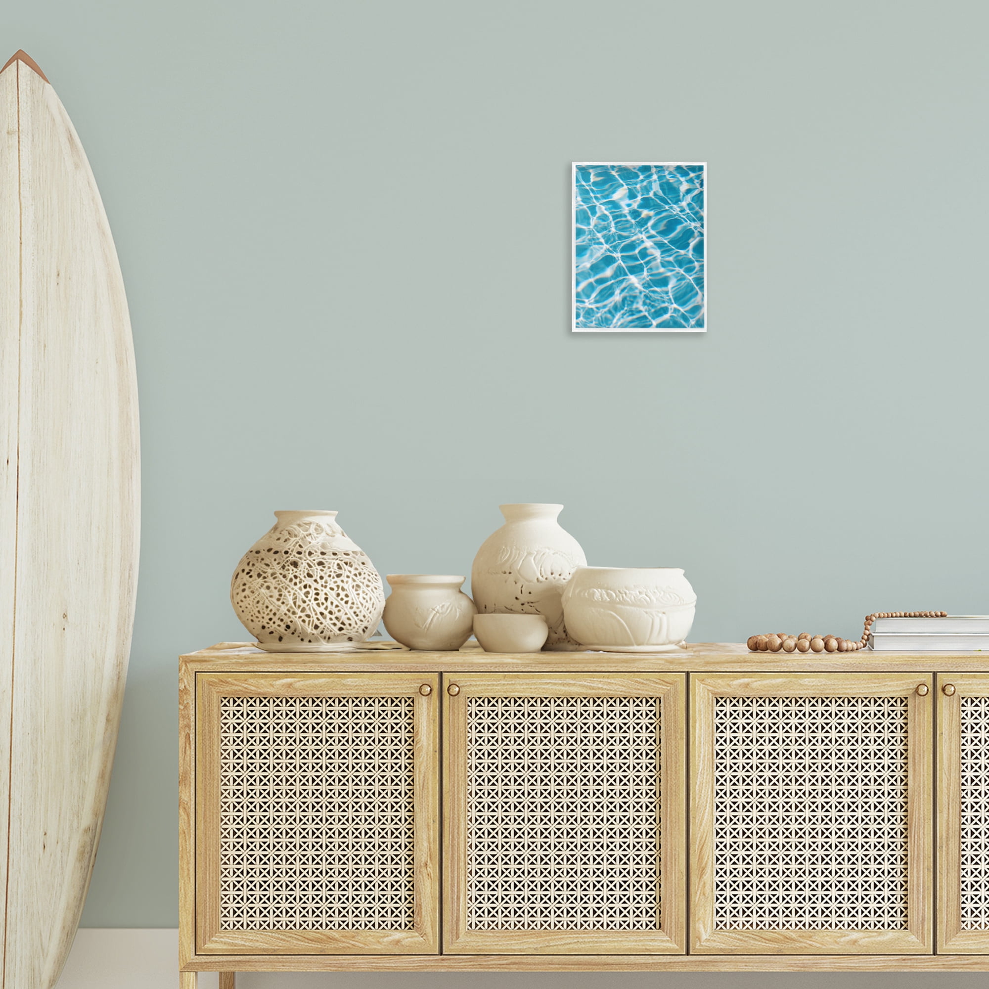 Stupell Industries Ocean Water Ripples Abstract Painting White Framed Art Print Wall Art, 11 x 14