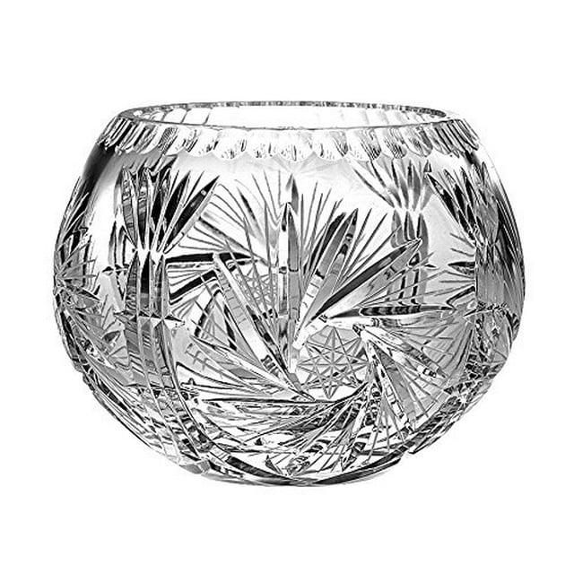 Barski European Hand Cut - Crystal Rose Bowl - Pinwheel Design 5"D