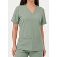 thumbnail image 2 of DoDo V-Neck Short Sleeve Sage Comfortable Scrub Top Women's S, 2 of 8