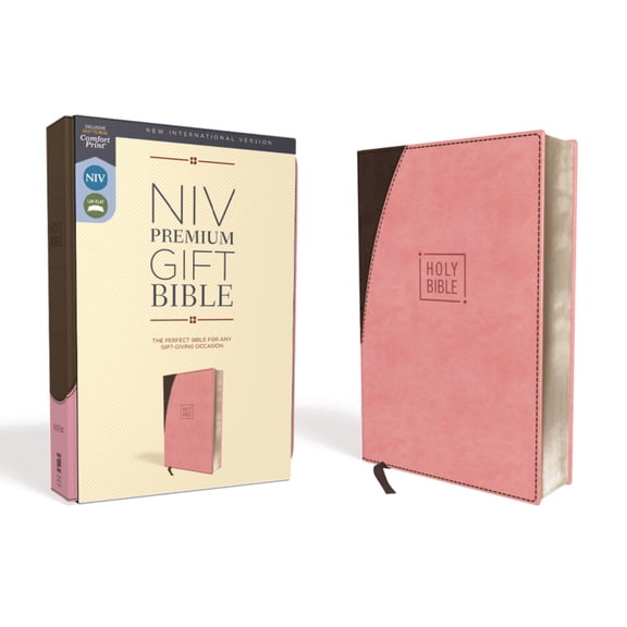 Niv, Premium Gift Bible, Leathersoft, Pink/Brown, Red Letter Edition, Comfort Print (Hardcover)
