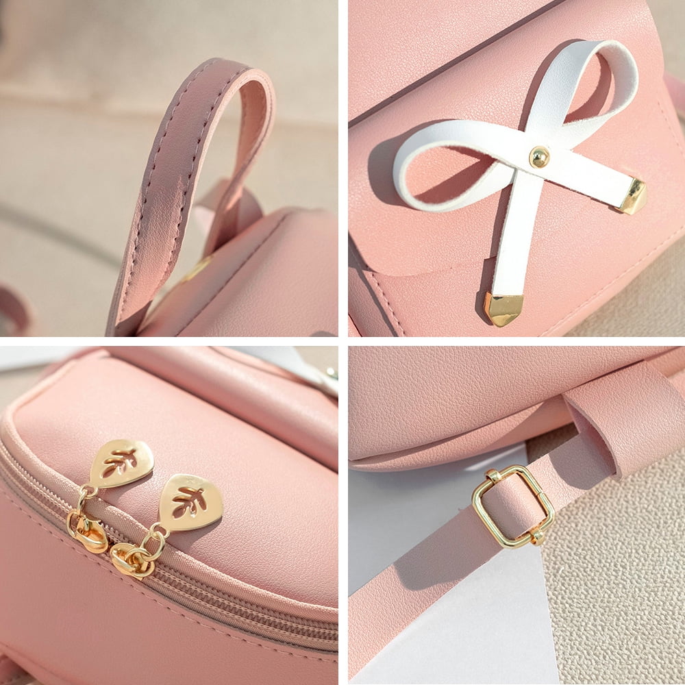 Girls bowknot cute leather backpack mini backpack purse for women deals