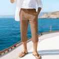 thumbnail image 2 of LWavelet Men's Slim Fit Casual Capri Pants with Belt Loops & Side Pockets for Business Casual Daily Wear Camel S, 2 of 4