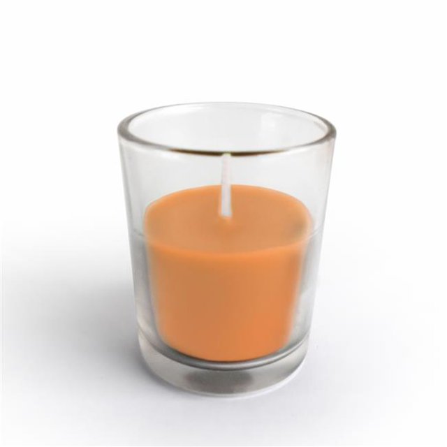 Bougies Chauffe-Plat Rondes en Verre, Orange - 12 Pcs par Boîte