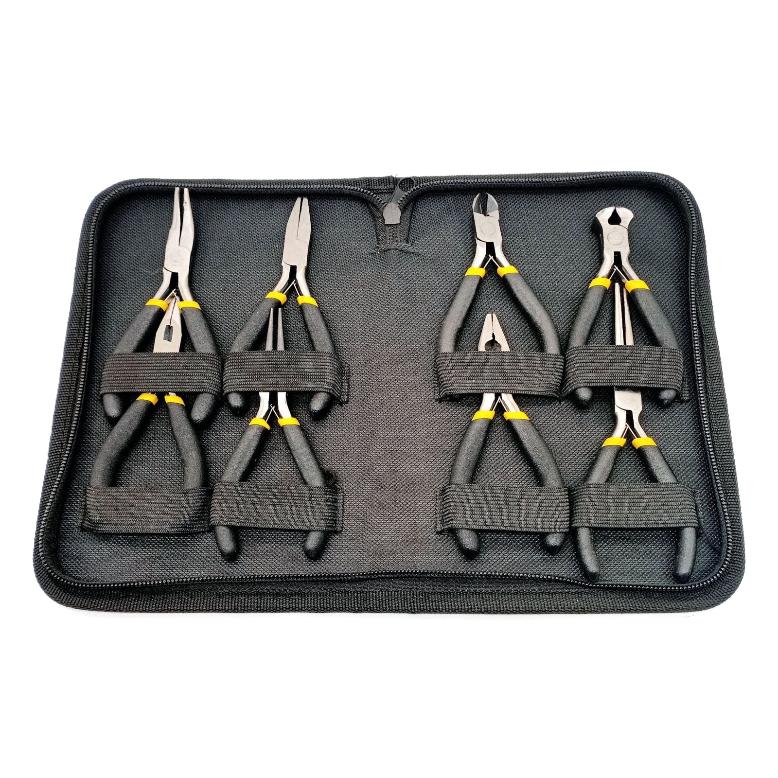UNTERING Needle Nose Pliers 8PCS Mini Pliers Set Long Nose with Teeth Flat Jaw Round Curved Needle Diagonal Nose Wire End Cutting Cutter Tools