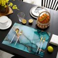 thumbnail image 4 of Marble Turquoise Gold Placemats Set of 6, Abstract Simple Geometric Washable Wipeable Table Mats for Dining Tables, Indoor Outdoor Kitchen Place Mats for Holiday Party Table Decor, 4 of 9