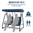 thumbnail image 5 of Kicctian 2-Seat Patio Swing Chair with Adjustable Canopy, Heavy Duty Steel Frame, Independent Seats & Removable Cushions, Outdoor Swing Chair for Garden, Poolside, Backyard, Dark Blue, 5 of 9
