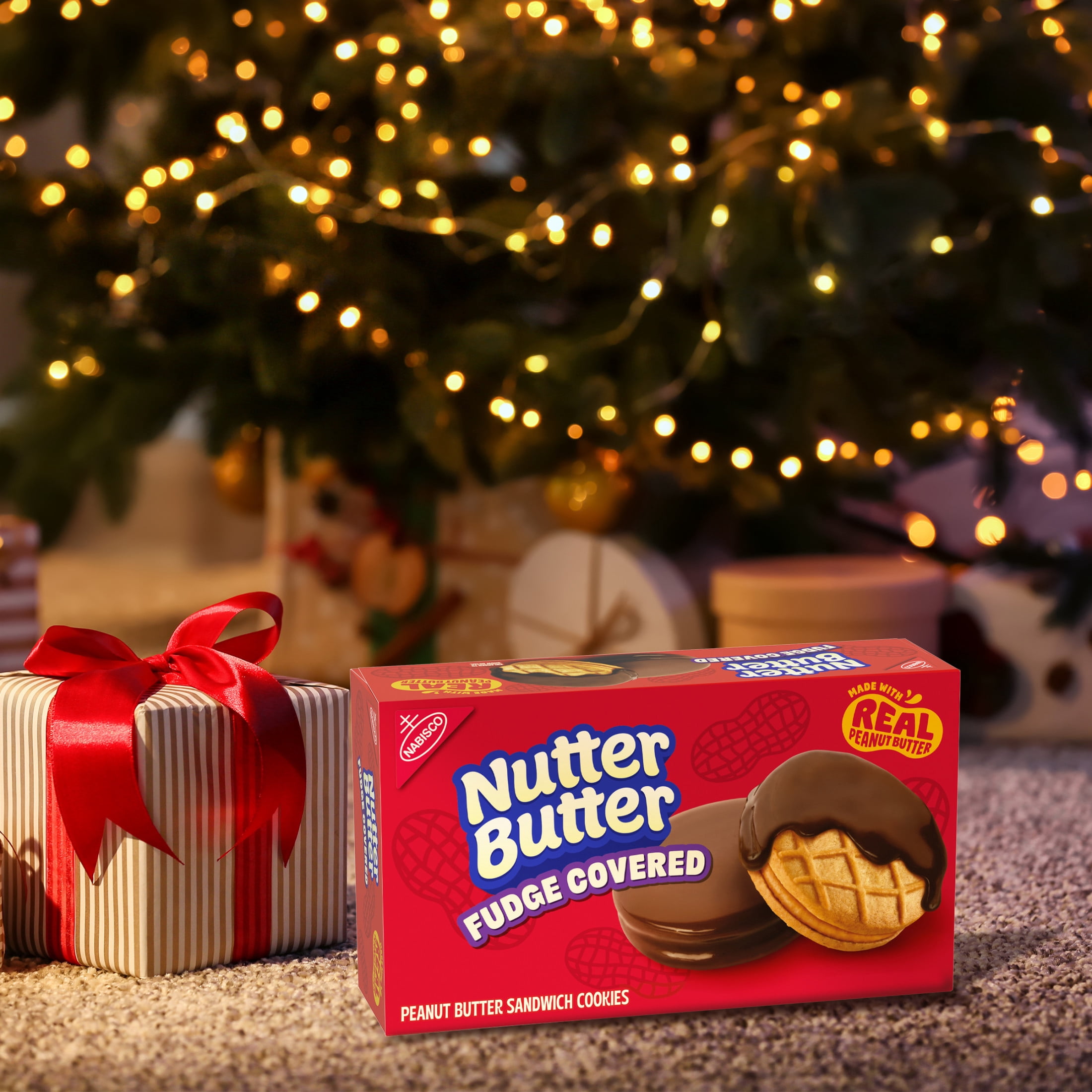 NUTTER BUTTER Fudge Covered Peanut Butter Sandwich Cookies, 7.9 oz