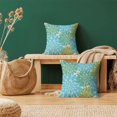 thumbnail image 3 of Light Blue Green Pillow Covers 18x18 Inch Set of 2, Summer Dahlia Floral Outdoor Decorative Throw Pillows Farmhouse Linen Modern Geometry Flower Cushion Case for Sofa Couch Bed Decor, 3 of 6