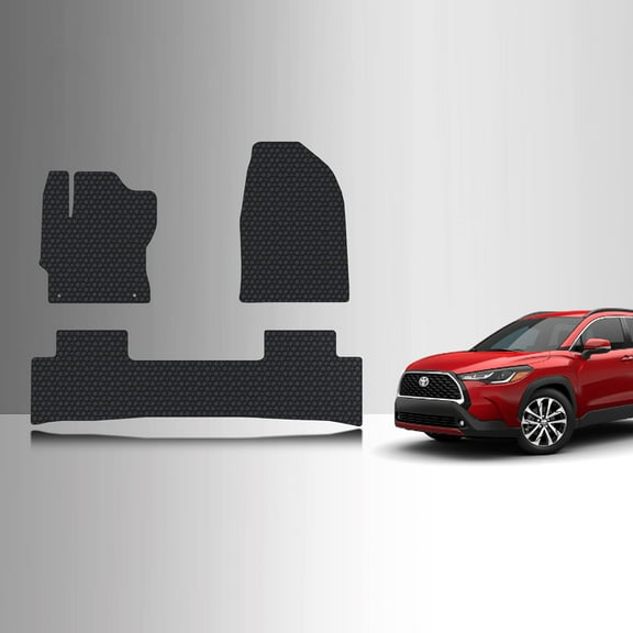 ToughPRO Front   2nd Row Mats Compatible with Toyota Corolla Cross 2022 AWD - All Weather Heavy Duty (Made in USA) Black Rubber