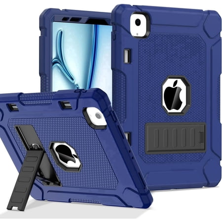 BMOUO Case for iPad Air 11-inch M4 (2026) / M3 (2025) / M2 (2024), iPad Air 5th (2022) / 4th Generation (2020) 10.9 Inch, Shockproof Protective Cover Case with Built-in Stand/Pencil Holder,Black+Cyan