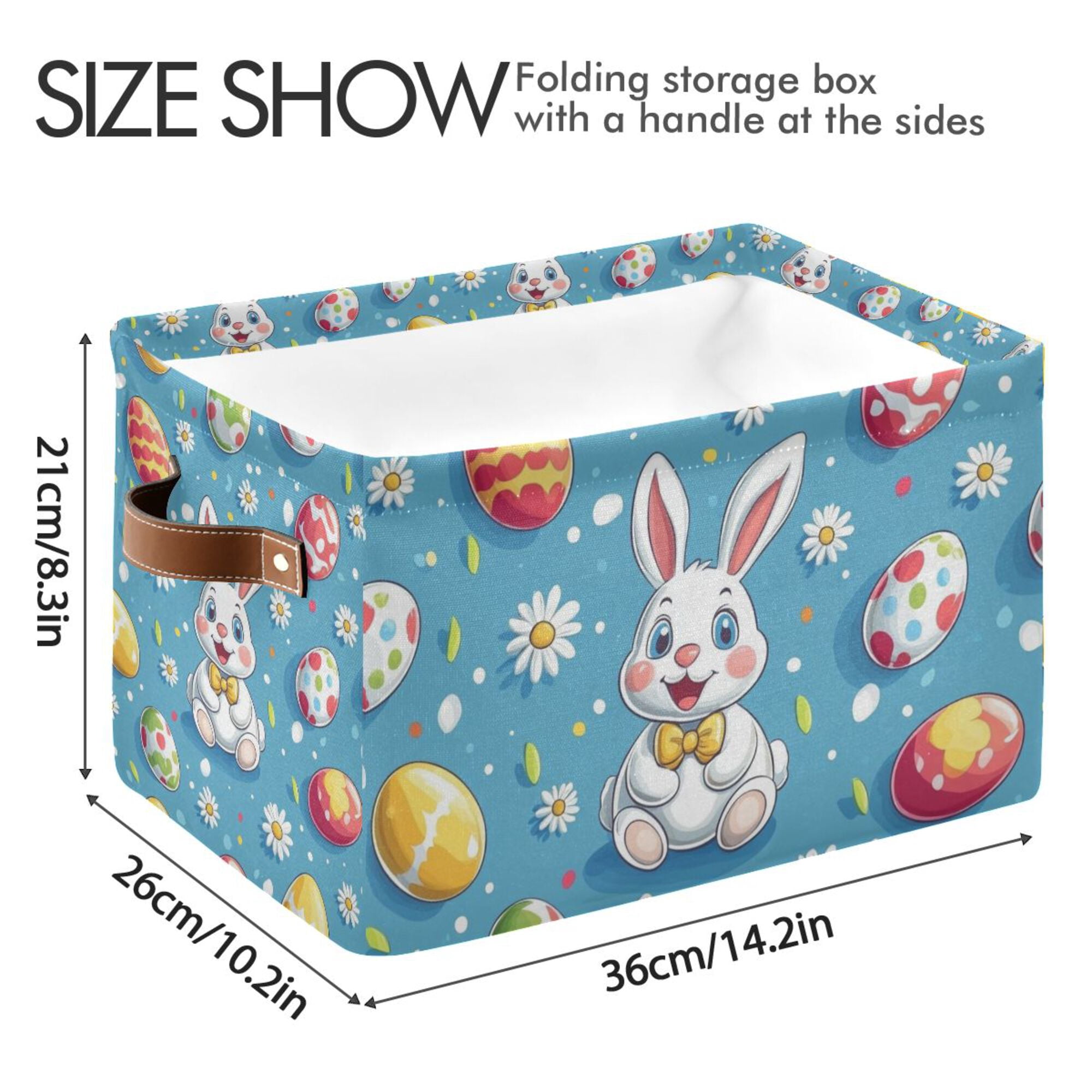 Yayeee 2 Pack Canvas Storage Basket with Handles for Shelves Fabric Bins Closet Organizer, Easter Bunny Pattern