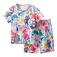 thumbnail image 1 of MIASHUI Boy Summer Short Clothes Dinosaur Prints T-shirt Tops Shorts 2Pcs Outfit Set,White,5-6 Years, 1 of 9