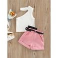 thumbnail image 4 of Franhais Infant Girl Tanks Tops + Shorts + Waist Bag, Pockets Decoration Casual Style Summer Clothing, 4 of 9