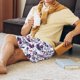 thumbnail image 5 of Balery music Skull record mike Pantalones cortos de pijama de punto de algodón para hombre con cinturilla y bolsillos-Large, 5 of 6