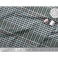 thumbnail image 3 of Soimoi Satin Silk Fabric Window Pane Check Print Fabric by The Yard 42 Inch Wide, 3 of 3