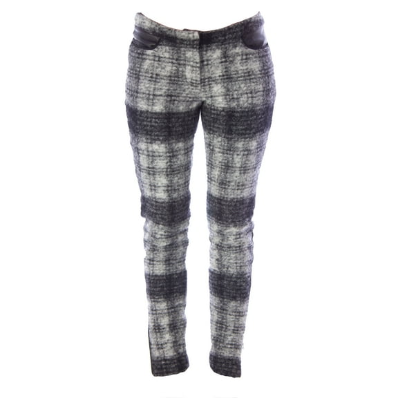 Rebecca Minkoff Women's Skinny Zip Bottom Nicholas Pants Sz 0 Grey Check