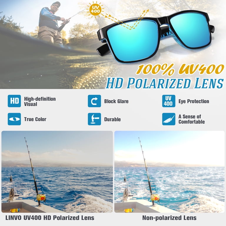 LINVO Polarized Sunglasses for Men Women Square Mirrored  display picture 2