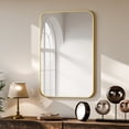 thumbnail image 3 of BEAUTYPEAK 24"x36" Wall Mirror Rounded Corners Hanging Vanity Mirror Gold, 3 of 8